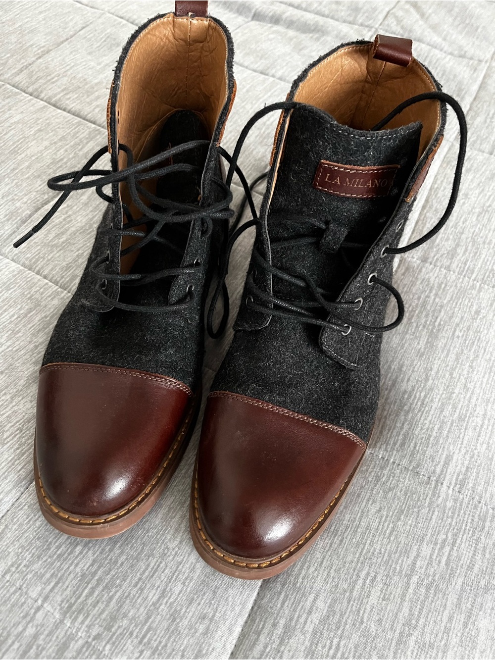 Milano Men’s Black Wool and Brown Leather Chukka Boots